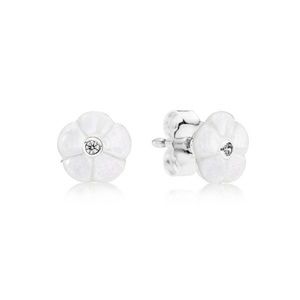 PANDORA Luminous Florals Mother-of-Pearl Stud Earrings with Clear Cubic Zirconia